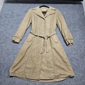 Vintage 60s Faux Suede Long Trench Coat Size Small By Debbi Robert